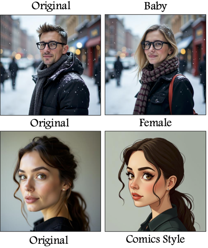 Teaser for FluxSpace: Disentangled Image Editing in Rectified Flow Models